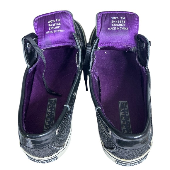 Sperry Top Sider Bahama Slip-On Loafer Boat Shoe Sequin Patent Black Women US 7 - Picture 11 of 16